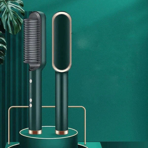 Cheveux lisses en 2 minutes avec brosse chauffante