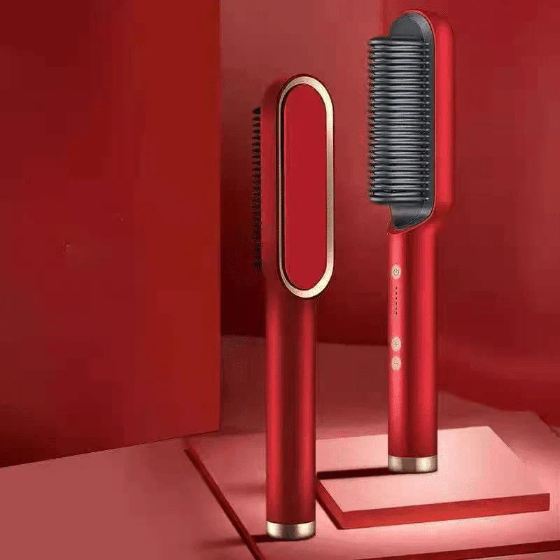 Cheveux lisses en 2 minutes avec brosse chauffante