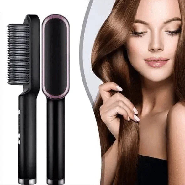 Cheveux lisses en 2 minutes avec brosse chauffante