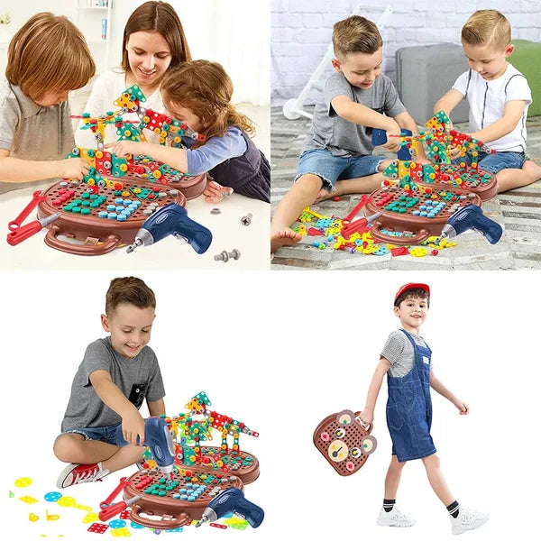 משחק בנייה חינוכי עם מקדחה כלולה