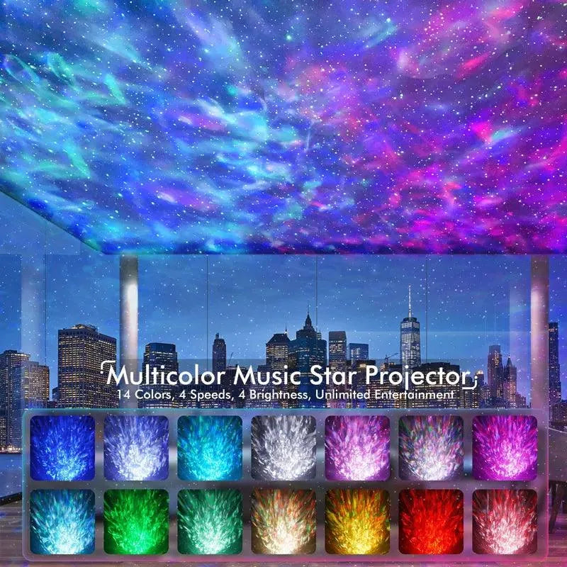 Galaxprojektor med musik och fjärrkontroll