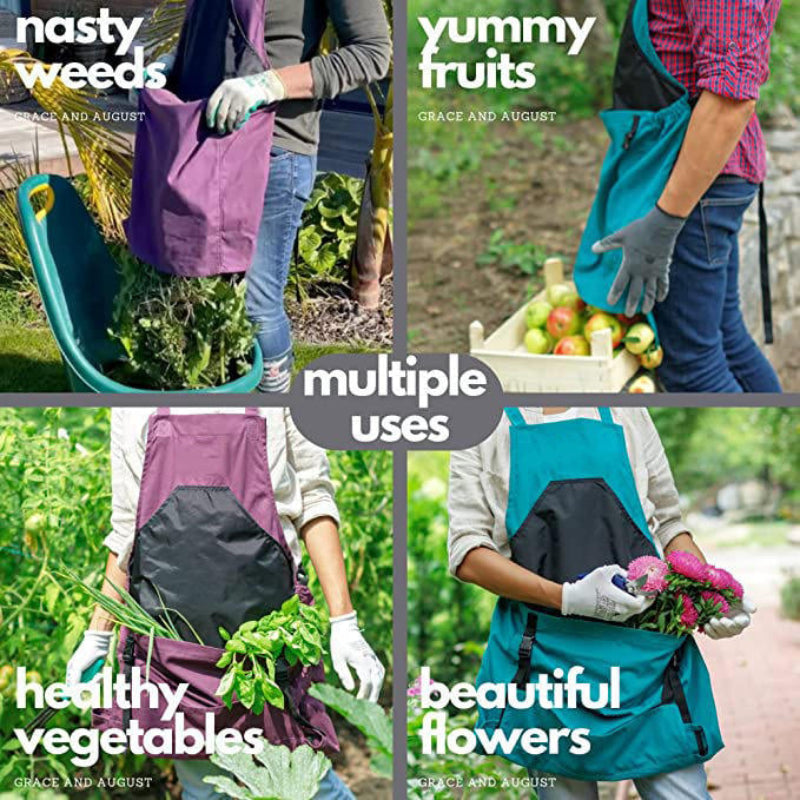 Tablier de jardinage pratique à grande poche récolte