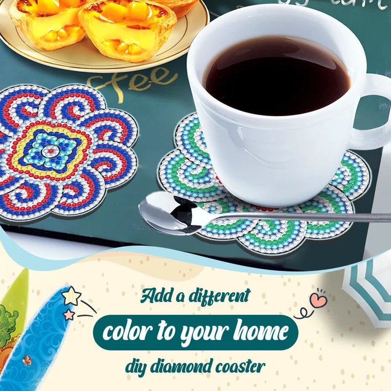 طقم كوasters DIY مزين بالأحجار الكريمة 