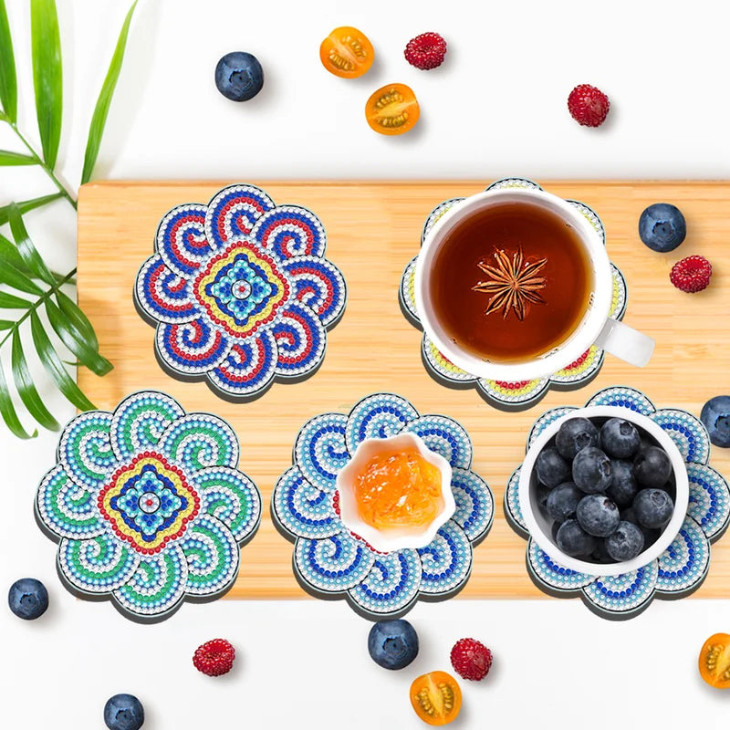 طقم كوasters DIY مزين بالأحجار الكريمة 
