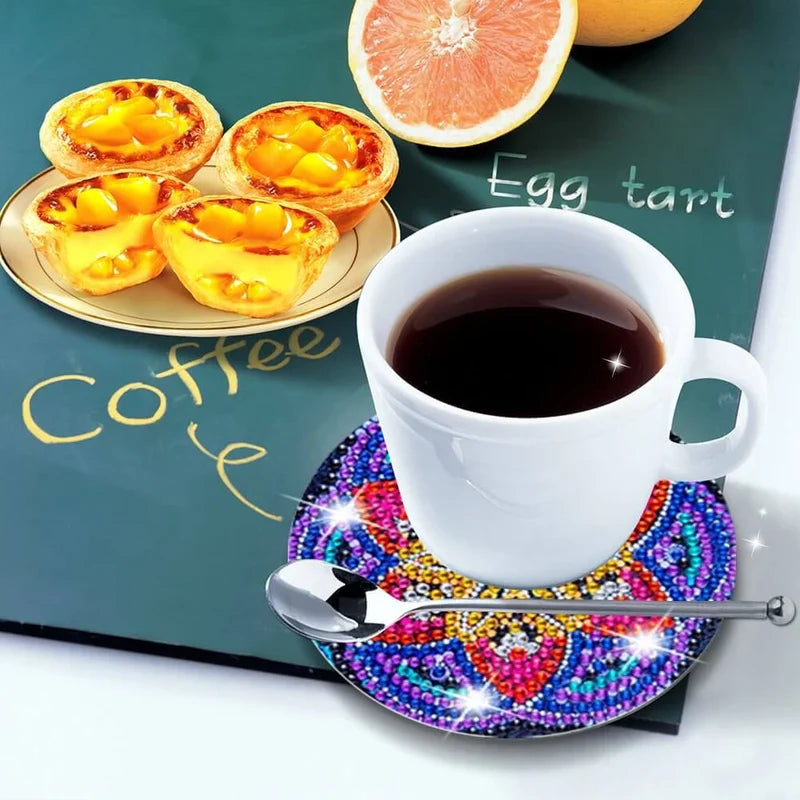 طقم كوasters DIY مزين بالأحجار الكريمة 
