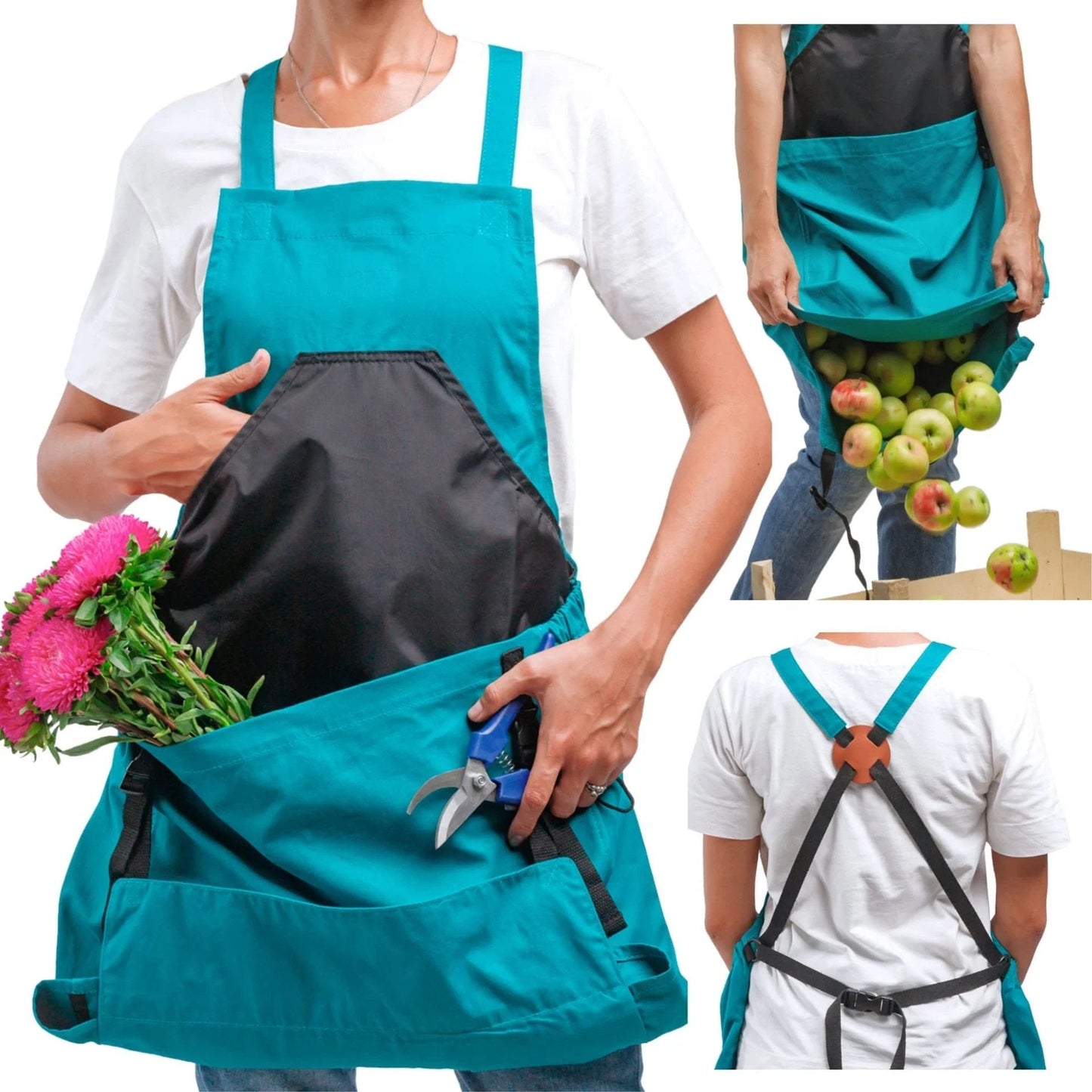 Tablier de jardinage pratique à grande poche récolte