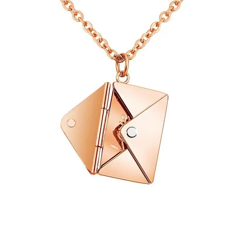 Secret envelope necklace with a hidden love message 