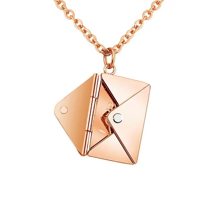Secret envelope necklace with a hidden love message 