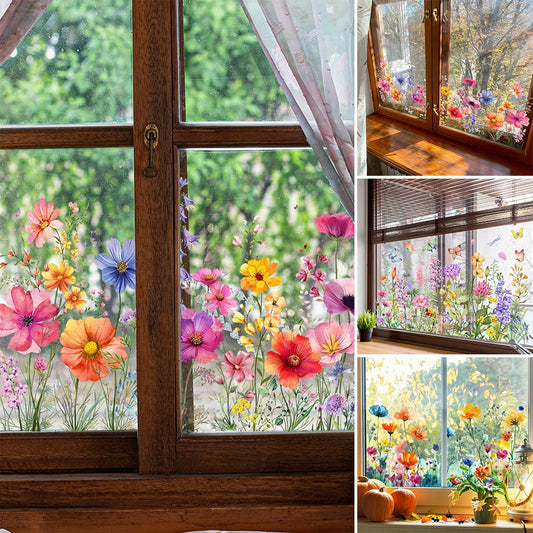 Adhesive floral stickers for windows 