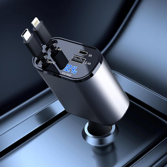 Snellader voor auto met dubbele slimme USB-poort 4-in-1 