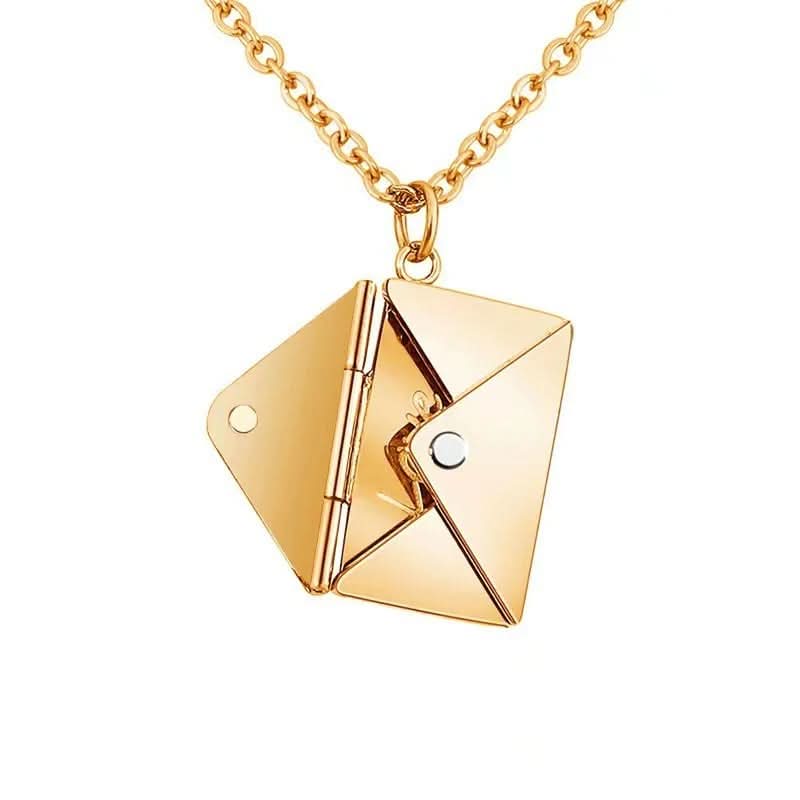 Secret envelope necklace with a hidden love message 
