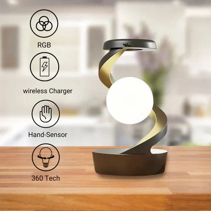 Design LED lampe med integreret trådløs oplader 
