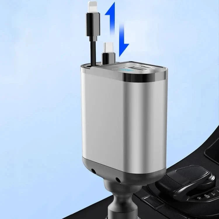 Snabbladdare för bil med dubbel USB-port, intelligent 4-i-1 