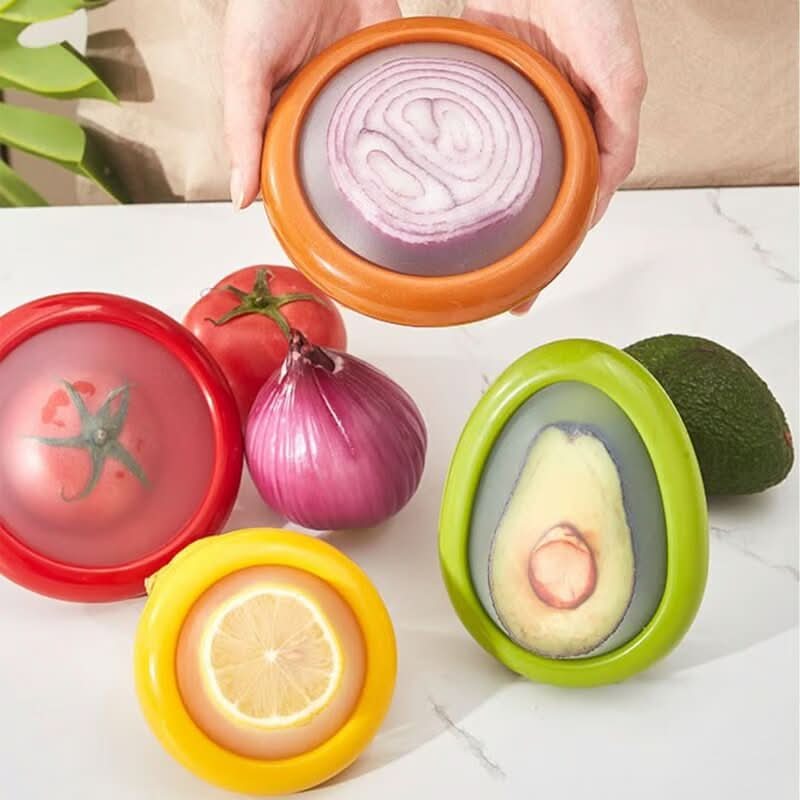 Couvercles réutilisables pour fruits et légumes coupés (x4)