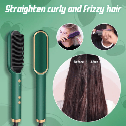 Cheveux lisses en 2 minutes avec brosse chauffante