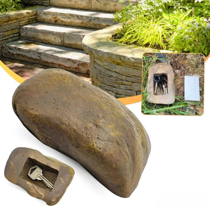 Discreet external key holder in the shape of a stone 